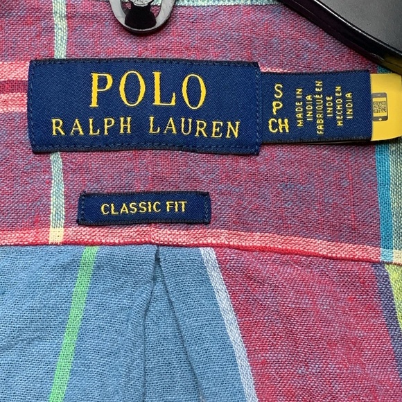 Polo Ralph Lauren Classic Fit Plaid Linen Button Down SS Small NWT - Picture 5 of 8